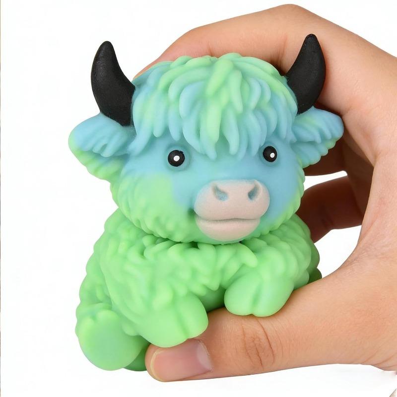 Gradient Highland Cow Squishies Stress Toy – Slow-Rising Stress Relief Fidget, Cute Cow Squeezable Stress Balls for Adults (Purple)