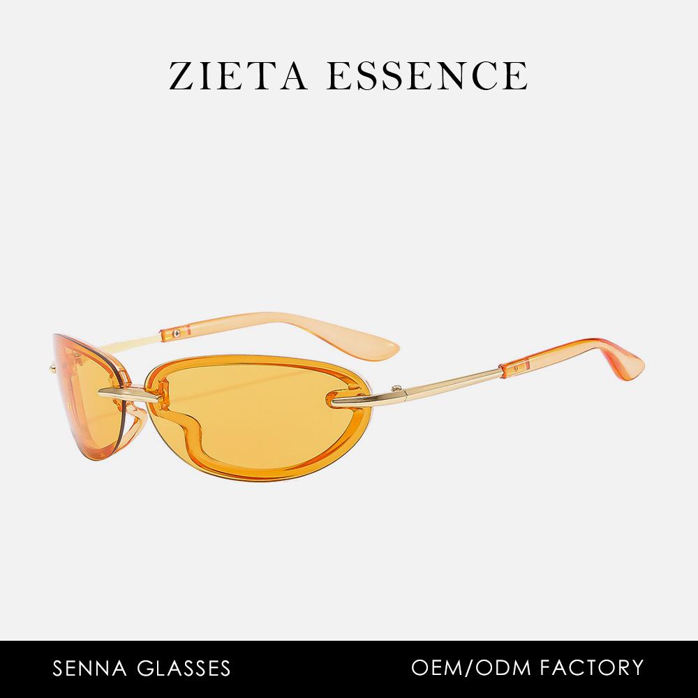 Hong Kong Style Oval Retro Sunglasses Street Photography Vacation Trimmed Sunglasses Women'S Glasses