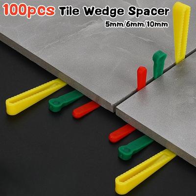 100 peças reutilizáveis 5/6/10mm espaçador de cunha de plástico para ladrilhos niveladores localizador de piso ajuste de assentamento de ladrilhos cerâmicos construção para