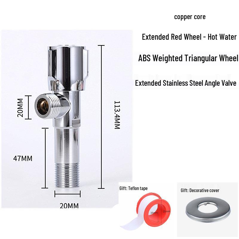 304 Stainless Steel Triangle Valve, One Inlet Two Outlet Water Heater Switch, Three-Way Toilet Stop Valve