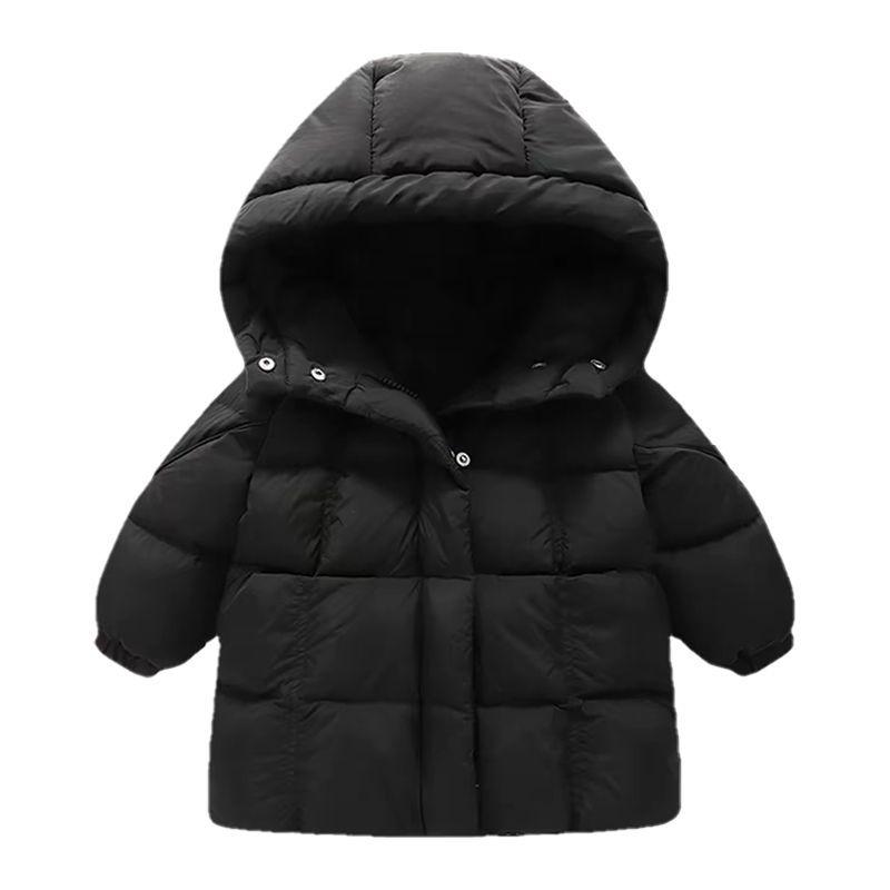Children's Casual Mid-Length Down Jackets: Stylish, Thick-Padded Hooded Winter Jackets for Boys and Girls