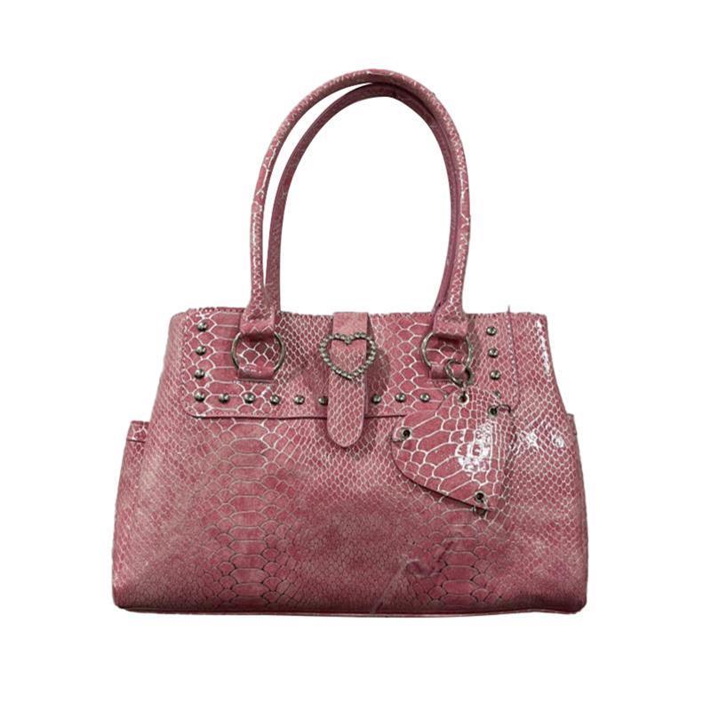 

Light Luxury Crocodile-print Handbag For Hot Girls Pink Heart Pattern Shoulder Bag Trendy High-grade Large Capacity Commuter Bag