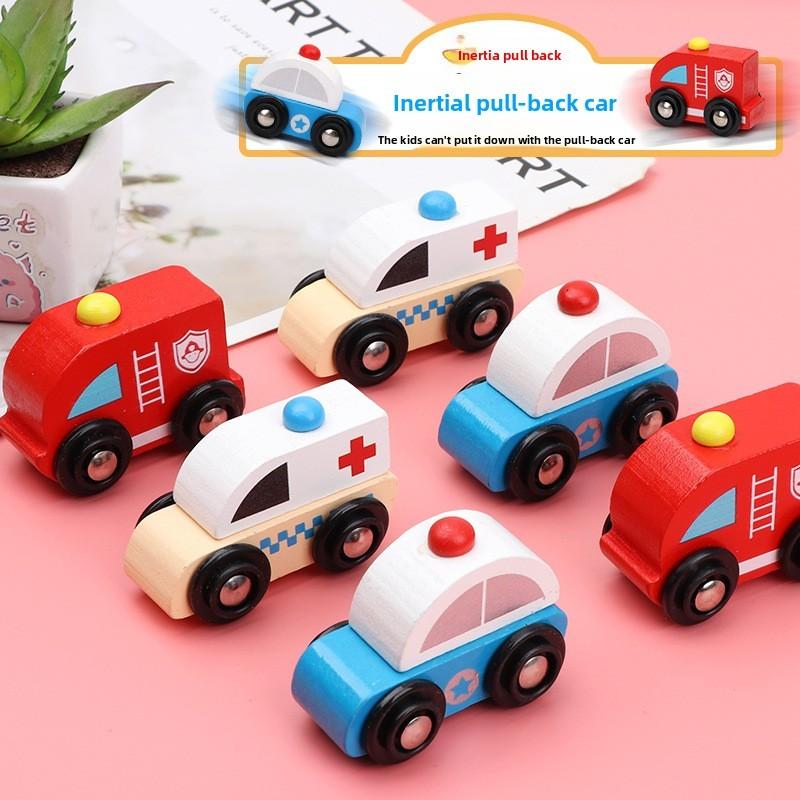 Wooden Emergency Vehicle Toy For Toddlers With Sliding Function For Early Learning And Parentchild Interaction