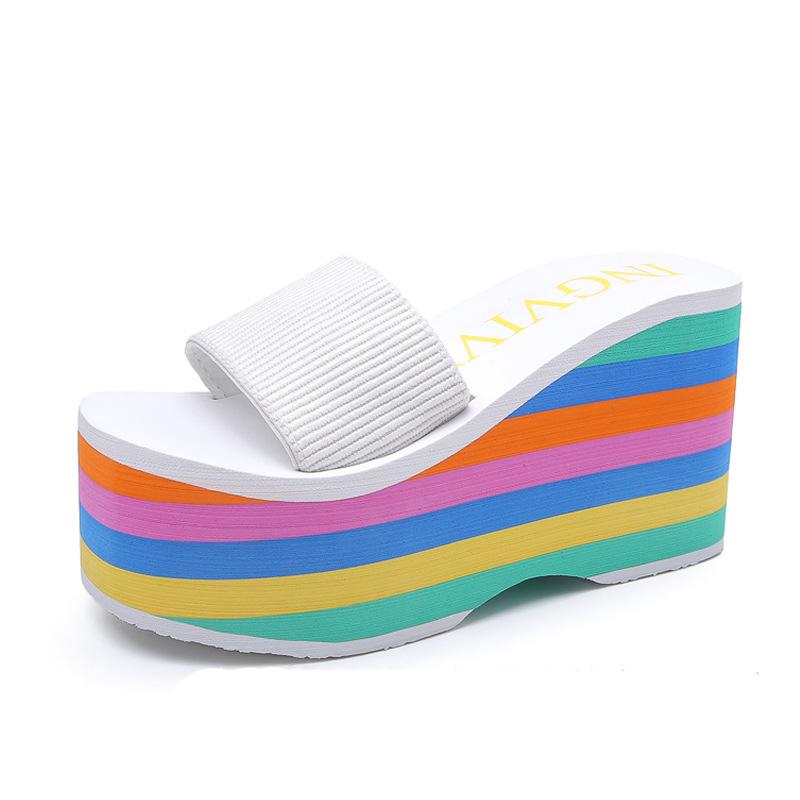 Fashion Women Slippers High Heels Flip Flop Wedge Slippers Women Summer 10CM Heels Platform Slippers Flip Flops Womens Black Slides 2025