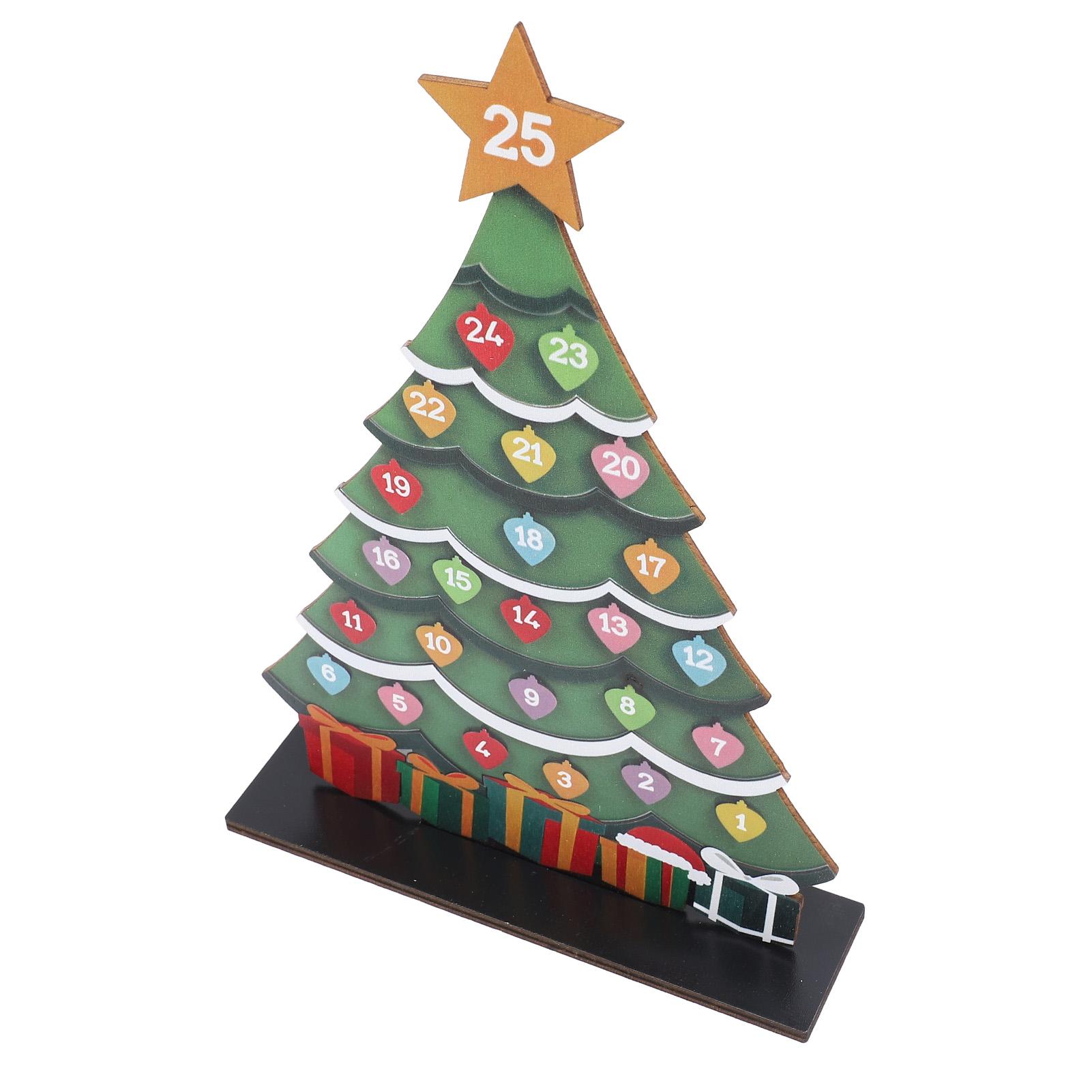

Деревянный адвент-календарь в виде рождественской елки, украшение для дома, настольное украшение, деревянный адвент, обратный отсчет до Рождества