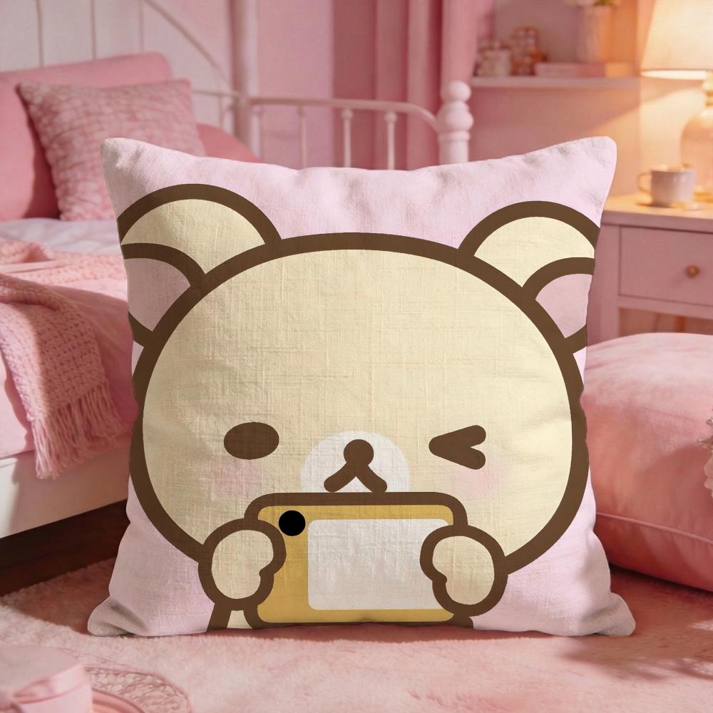 RRirakkumas Cute Bear Cushion Cover Premium Comfort Reversible Pillow Cove Two In One Design For Any Room Car Interior