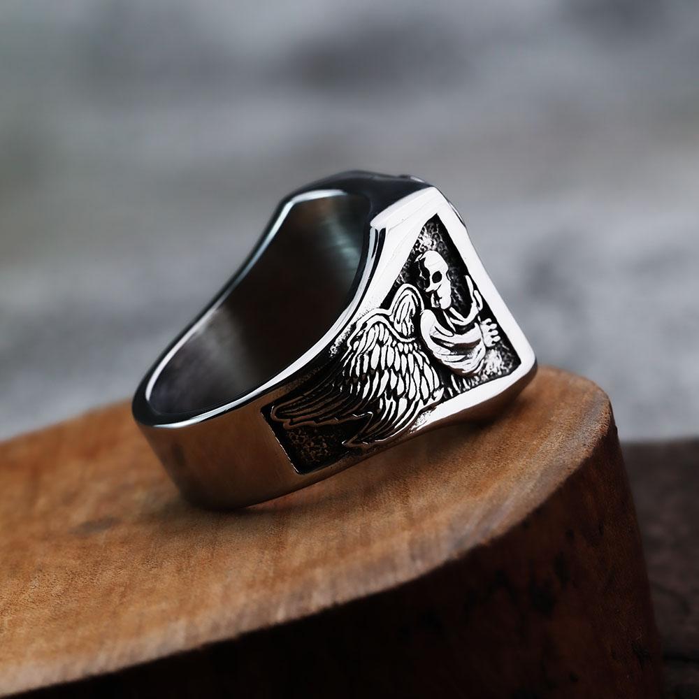 European and American Retro Stainless Steel Punk Ring Solid Halloween Grim Reaper Skull Ring