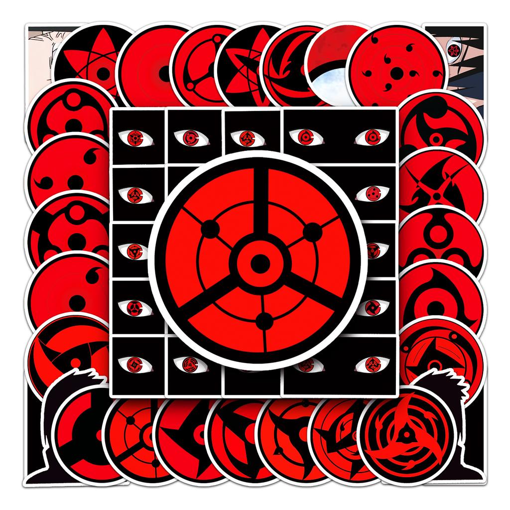 50 Sharingan Doodle Personalized Japanese Comics Creative Children's DIY Skateboard Mobile Suitcase Stickers Waterproof