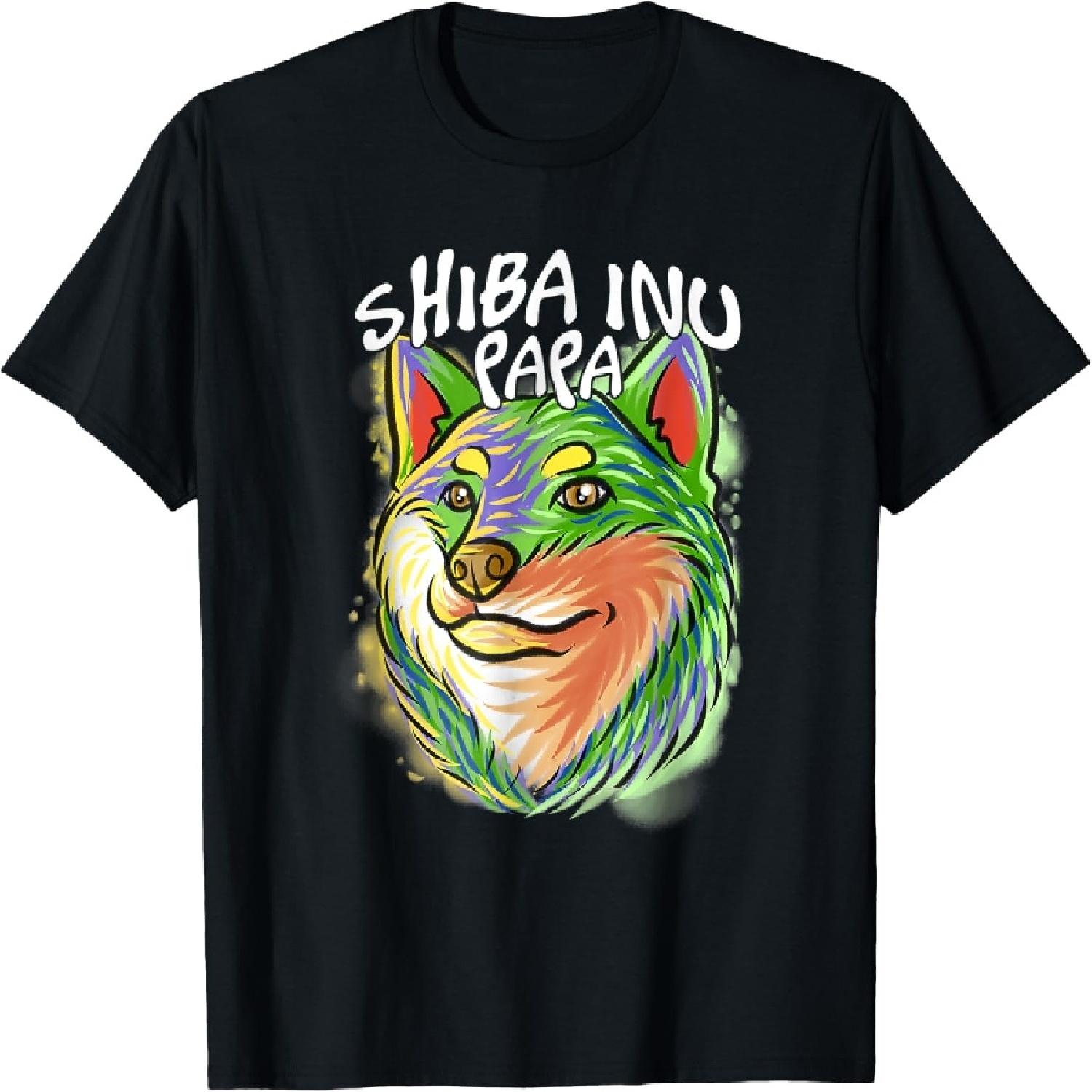 Colorful Pop Art Portrait Shiba Inu Dog Dad Father s Day T-Shirt XXXXXL разноцветный