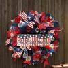 Wooden 4th of July Door Sign for Front Door, Red White Blue Patriotic Hanging Wreath for Independence Day, 250th Anniversary, Home Porch Wall Indoor