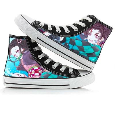 2026 Novos Tênis de Lona com Estampa Demon Slayer Anime Estudante Unissex Sapato Casual Amantes Sapatos de Casal