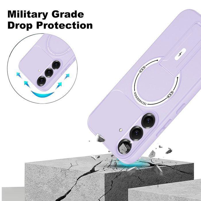 Coque pour Samsung Galaxy S26 Plus, Protection Silicone avec Support et Cercle Magnétique - Violet