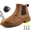 Fashion Waterproof Safety Shoes For Man Puncture Proof Work Safety Boots Men Chelsea Boots Steel Toe Work Shoes Industrial Security Male