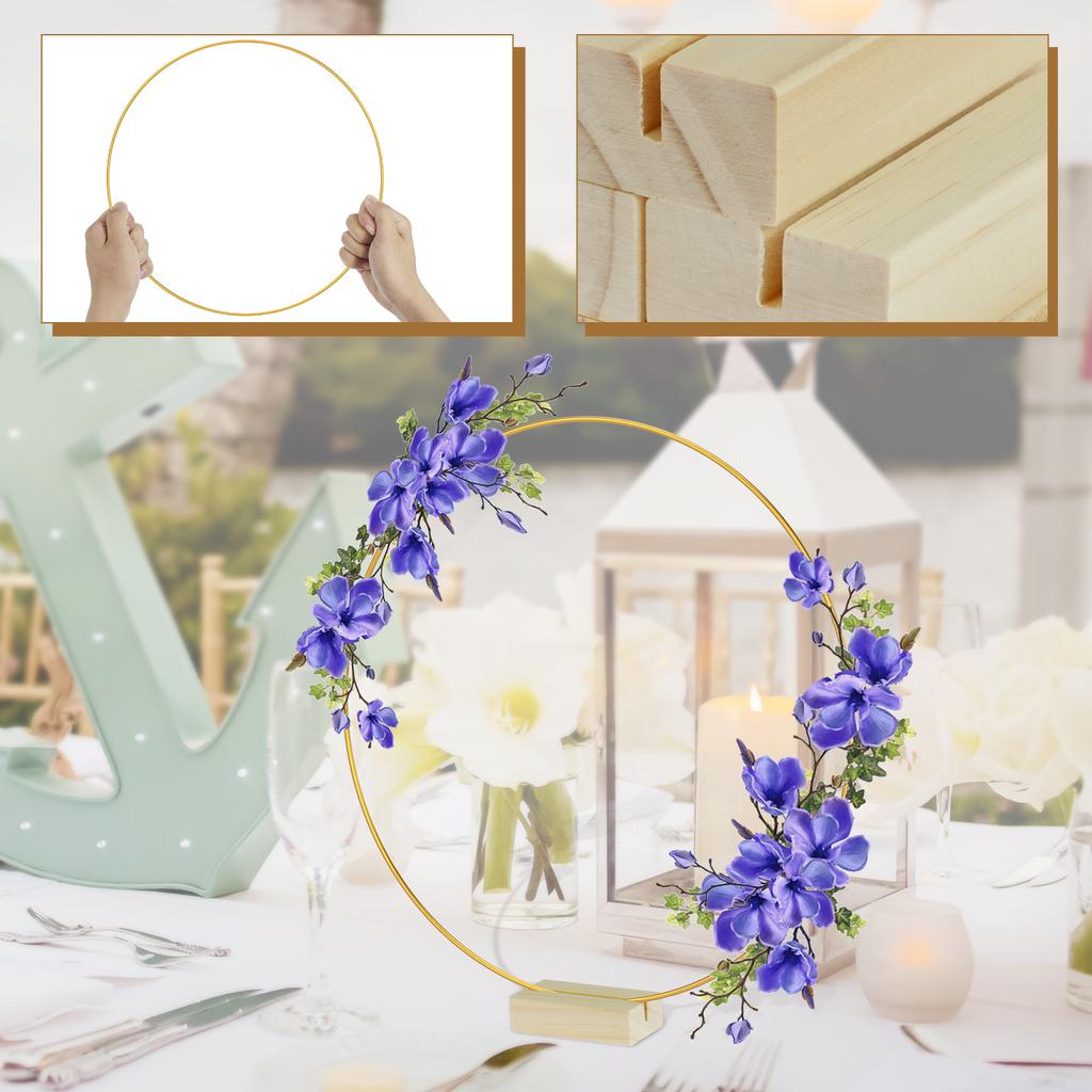 Metal Floral Hoop Garland Table Decoration Wreath for Wedding Centerpieces Wood Card Holders Flower Garland Home Party Prop