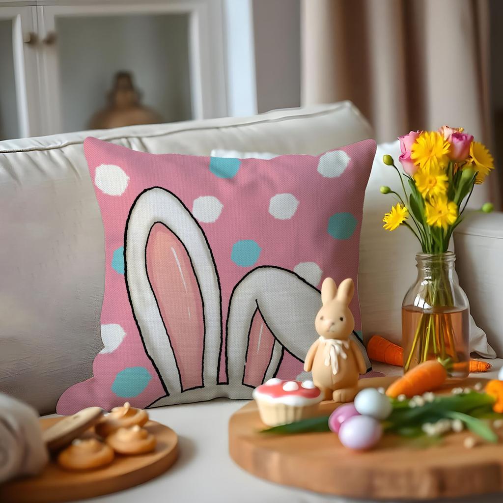 Easter Pillowcase Colorful Letters Linen Print Festive Decoration Home Sofa Cushion Cover Pillowcase