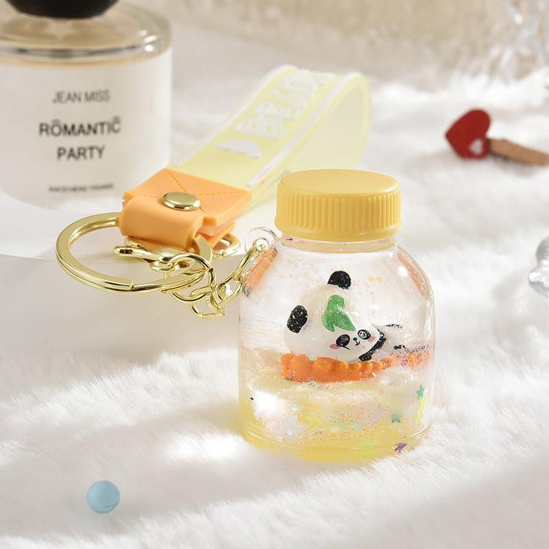 Creative Cartoon Panda Floating Bottle Keychain – Cute Bag Pendant Toy