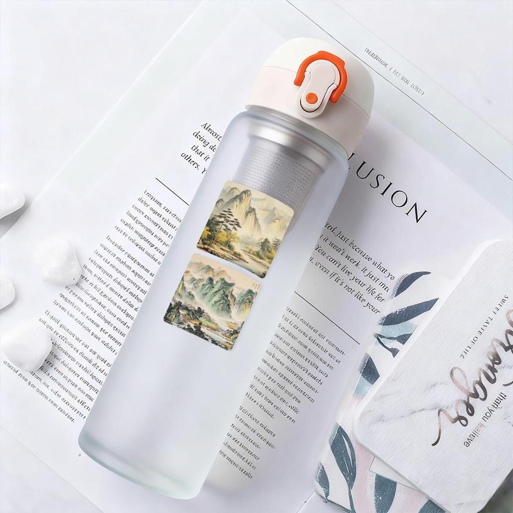 50-Sheet Set of Traditional Chinese Landscape Ink Wash Stickers: Cultural and Creative Decor for Journals, Water Bottles, and Laptops