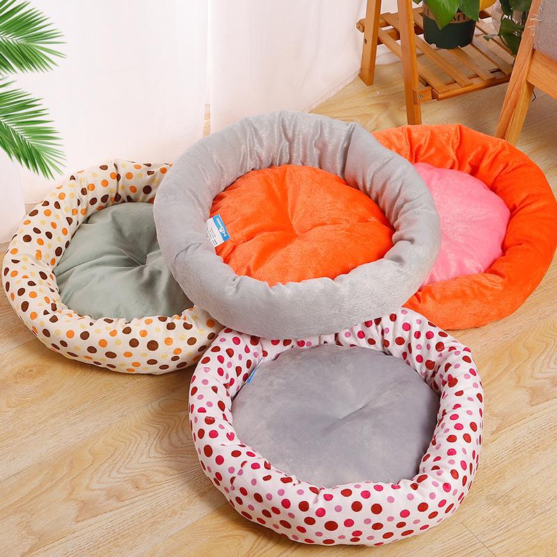 

Economical Short plush Round Cat Nest Comfortable Cushion Bed Thickened Comfortable Cotton Plush Random Pattern Cat Nest Short p