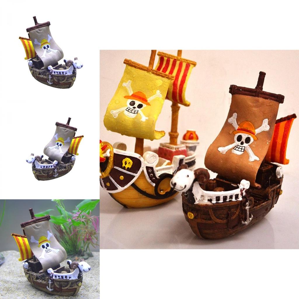 Beautiful Resin Pirate Ship Aquarium Ornament Gift Non-toxic Durable 6''*2''*5''