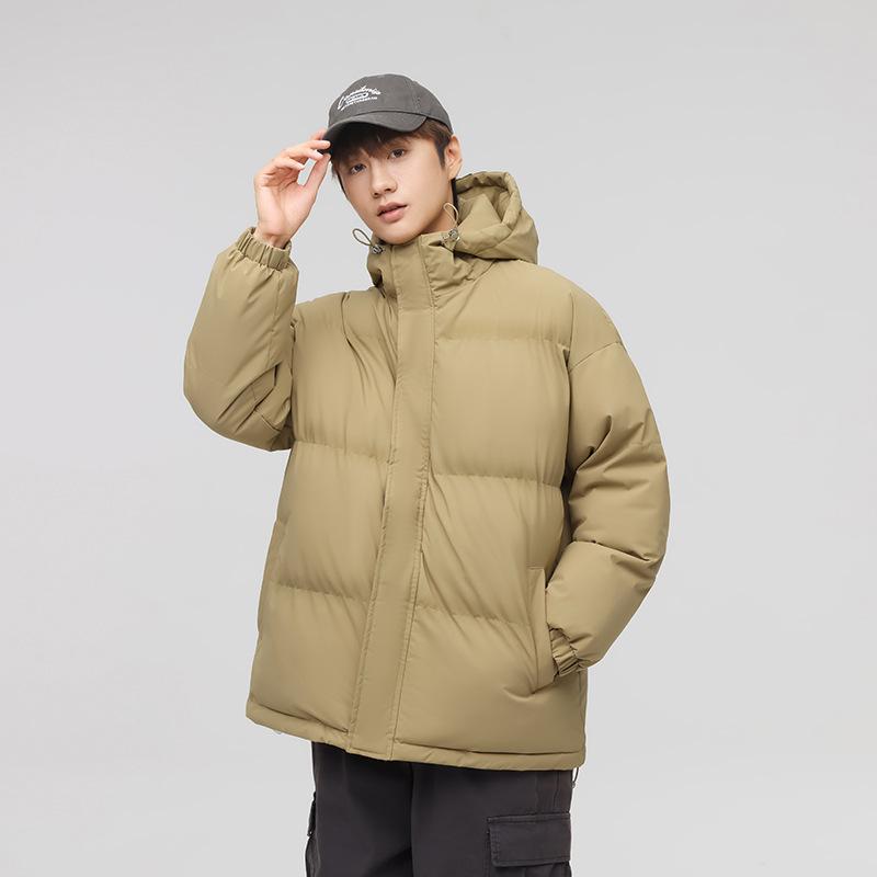 Winter Solid Color Velvet Clothes Men's Hooded Large Size Hong Kong Style Loose Thickened Cotton-padded Clothes Boys' Student Jackets