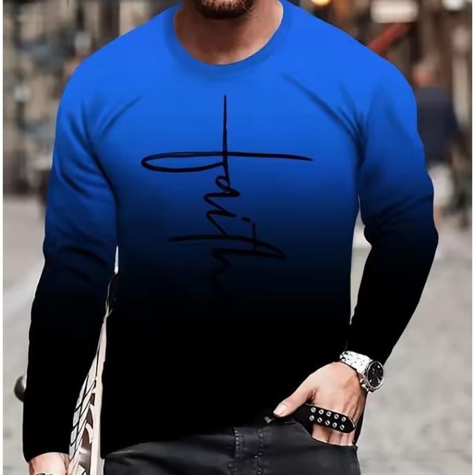 

Мужская одежда с принтом алфавита, мужские футболки с круглым вырезом и длинным рукавом, футболка мужская в стиле Харадзюку, мужская одежда с градиентом 5XL синий