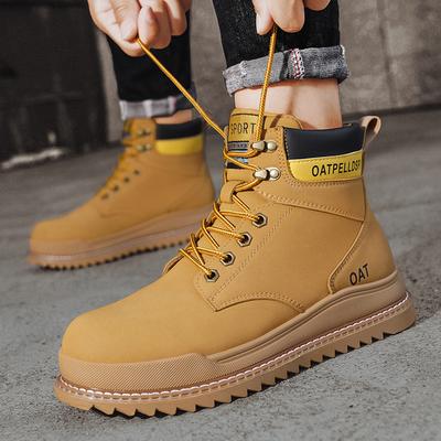 Große gelbe Stiefel Herren Herbst und Winter neue lässige High-Top Martin Stiefel Outdoor Wanderschuhe Retro dicksohlige Arbeitsstiefel
