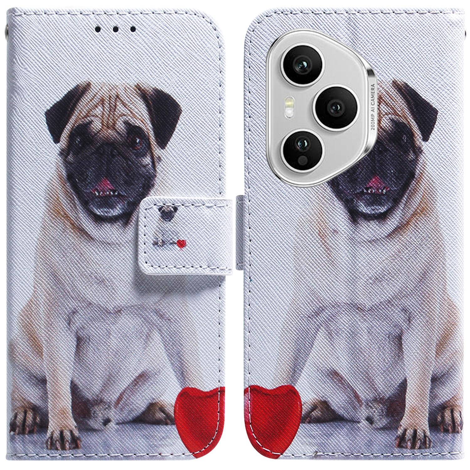 

Для Honor 400 Pro 5G (Глобальный) Кожаный чехол-кошелек с принтом Dog