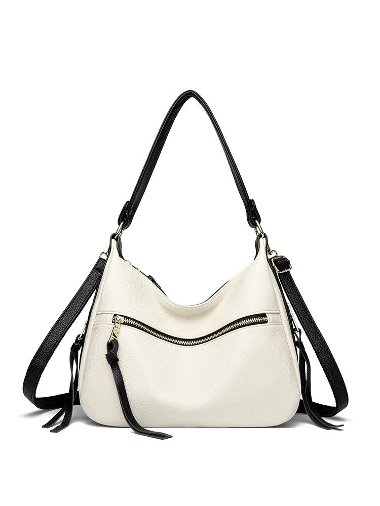 

Casual cowhide fringed women s bag 2025 new soft leather high-end sense large-capacity leather single shoulder oblique span women s bag белый