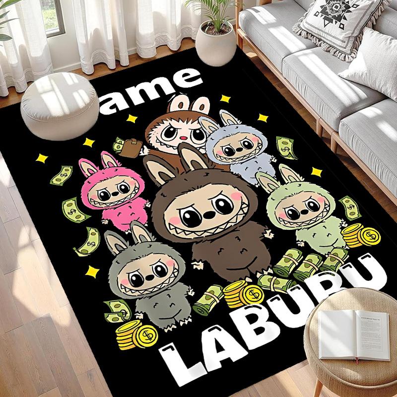 Custom Name Personalized Labubu Print Carpet, Versatile Home Decor Rug, for Playroom, Apartment, Balcony, Entryway, Hallway Gift