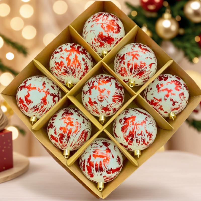 2025 Cross Border New Ink Style Christmas Ball, Sparkling Powder and Hand Drawn Christmas Ball Decoration Window Pendant
