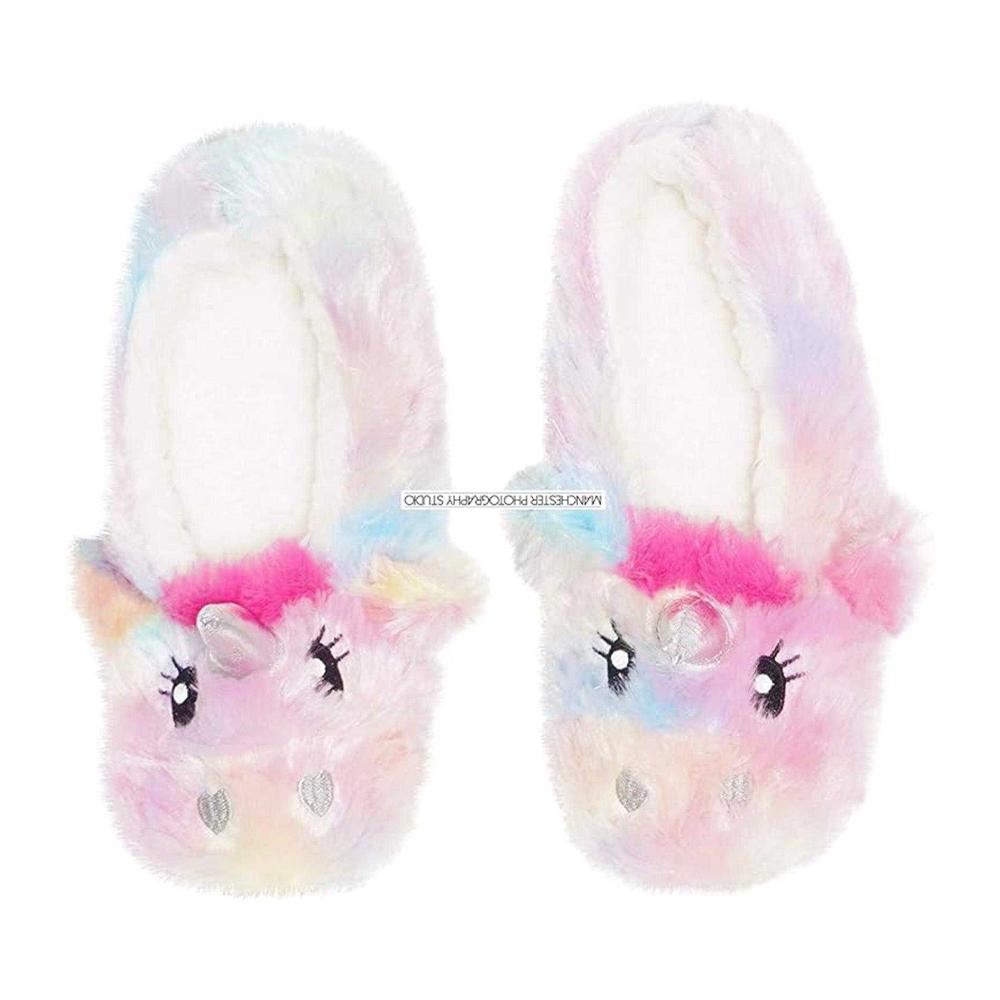 K Collection Womens/Ladies Unicorn Plush 3D Slippers