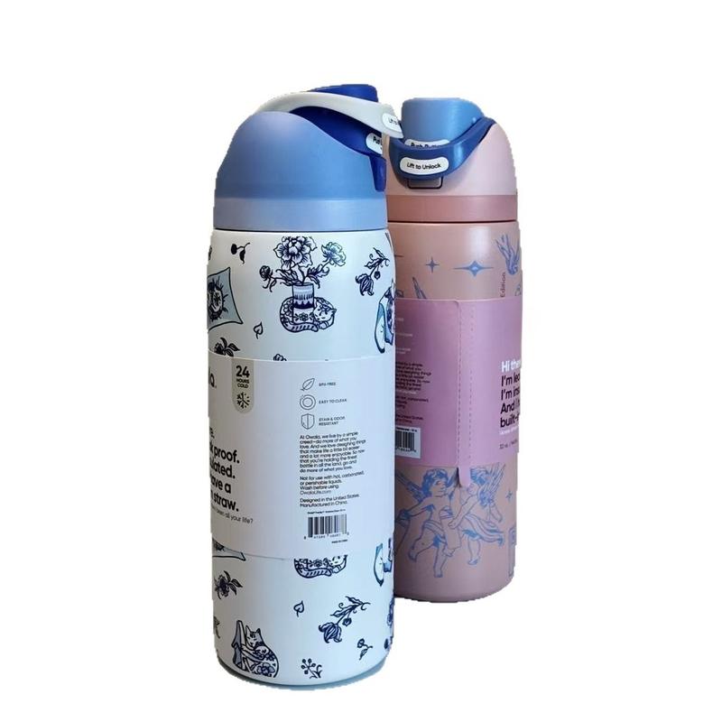 Borraccia in Acciaio Inossidabile 32oz Borraccia Termica Sottovuoto con Cannuccia e Tappo Ermetico Borracce Termiche Portatili da Mano
