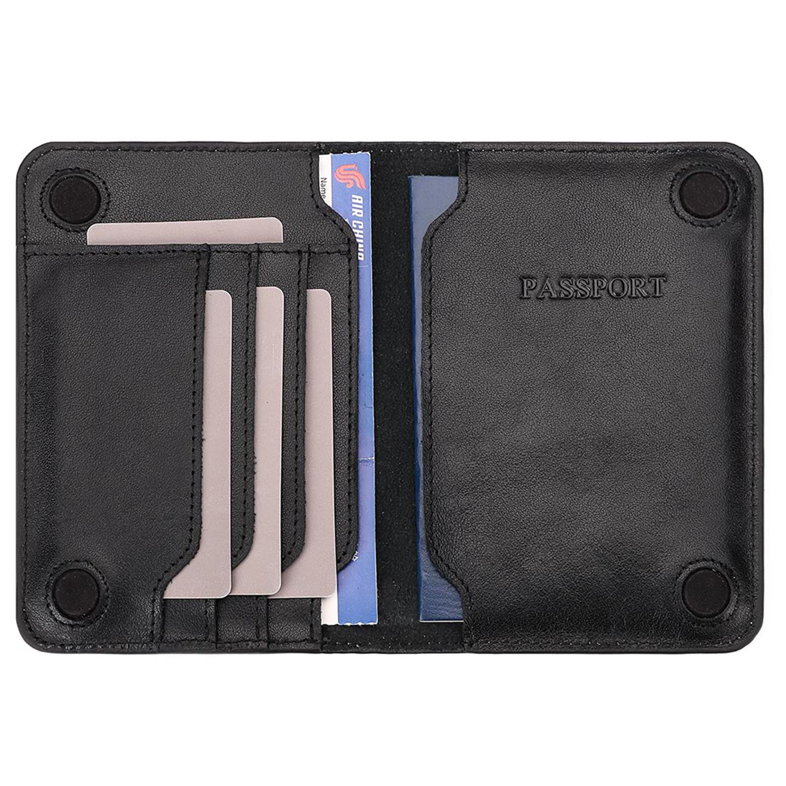 

Стильный держатель для паспорта Прочный кошелек Кожаный органайзер для кредитных и визитных карт для бизнеса и отдыха чёрный