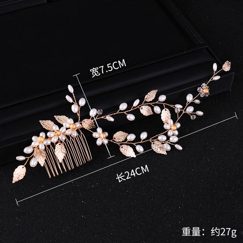 Trendiger Hochzeits Haarkamm Tiara Perle Blatt Haarrebe Braut Kopfschmuck Gold Handgefertigt Braut Haarschmuck Hochzeits Haaraccessoires