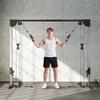 Academias Domésticas Multifuncionais com Sistema de Polia de Cabo, Máquina Crossover de Cabos com 4 Pegas para Treinamento de Força de Corpo Inteiro, Power Rack para Treino em Casa, Preto