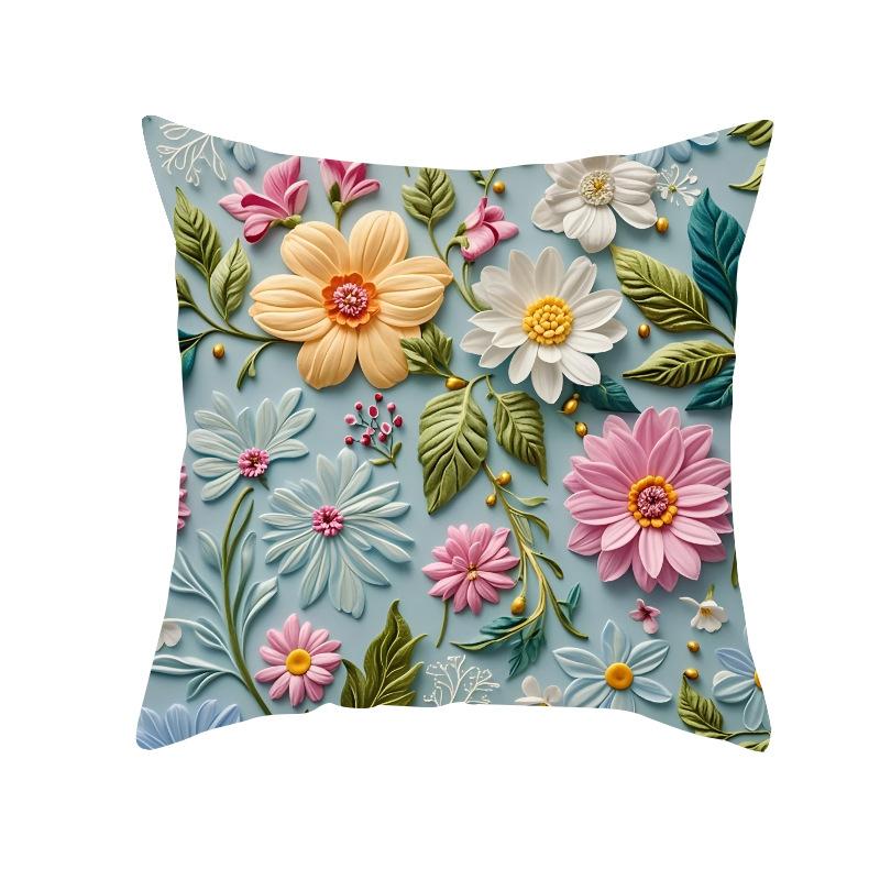 New Decorative Pillowcase 3D Three-dimensional Effect Floral Pillowcase Sofa Cushion Cover Digital Printing