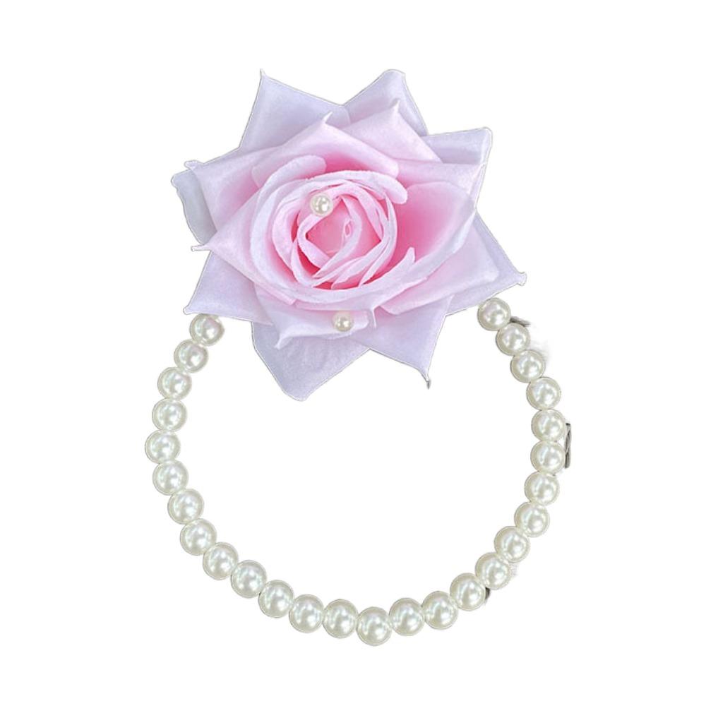 Dai Nationality Style Rose Flower Hair Rope Ponytail Holder Hair Tie Pearl Bracelet Hair Ring Headwear Elastic Hair Band