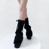 Lace Up Knitted Foot Cover Y2K Women Leg Warmers Pile Socks Bowknot Leg Cover  Student