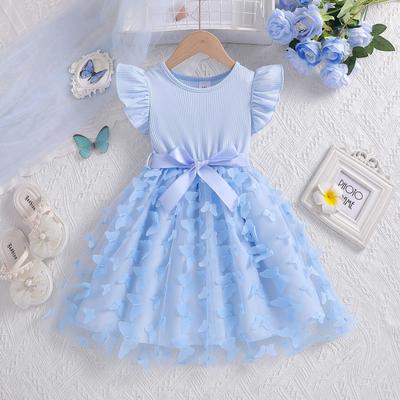 Girls Dress Summer 2026 Children's Small Flying Sleeve Butterfly Mesh Princess Dress Summer Dress