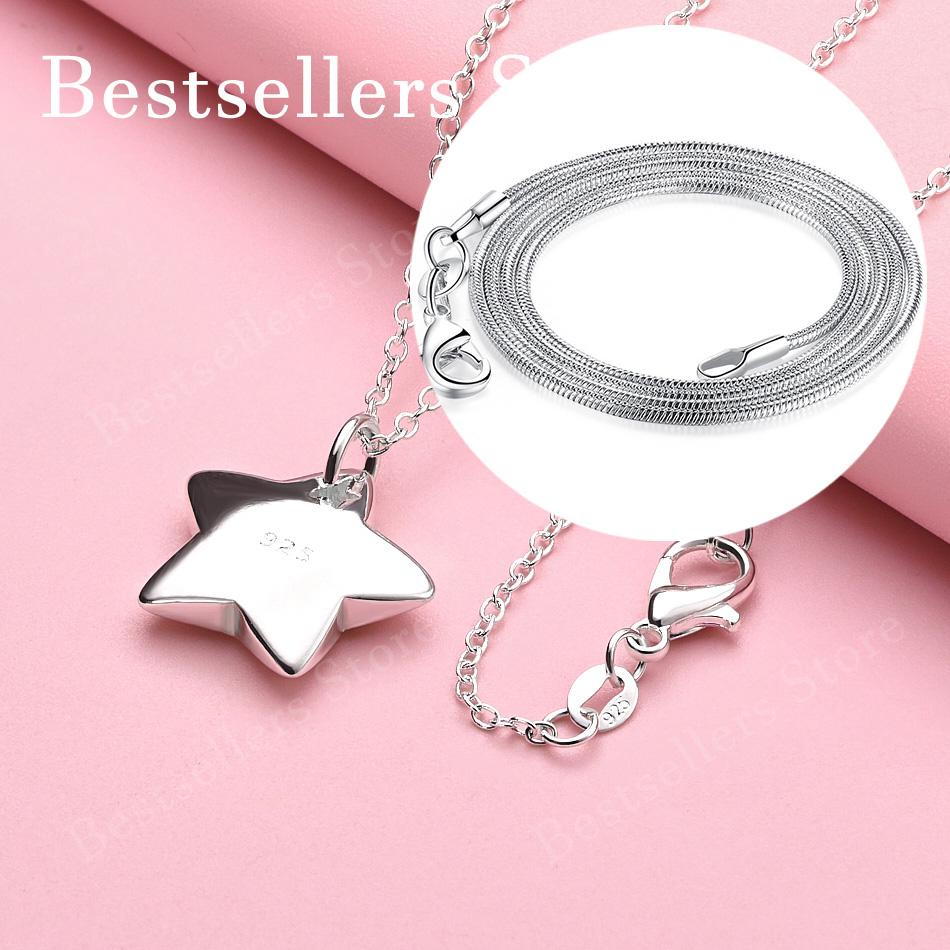 925 Sterling Silver 16-30 Inch Sparkling Star Pendant Necklace for Women's Fashion Wedding Jewelry Accessories