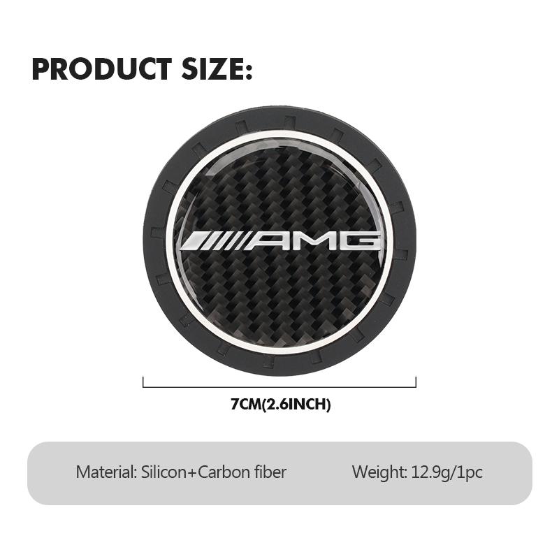 XDFMN1 Hot 2026 New For Benz Carbon Fiber Car Water Cup Non-slip Pad Accessories For Mercedes Benz AMG A B C E S G Class A180 CLK CLA G