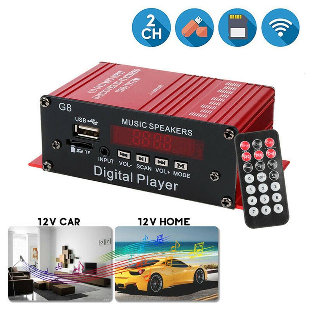 G8 Auto DC 12V 200W 4-Kanal HiFi Audio Digitaler Leistungsverstärker Player Stereo Bluetooth AUX USB/TF/FM MP3 mit Fernbedienung
