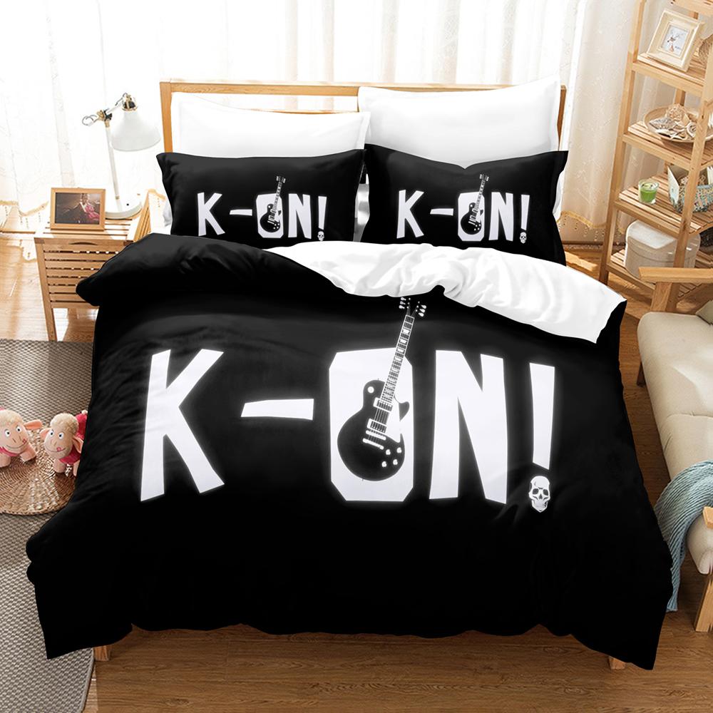 K ON Light Music Club Bedding Set 3PCS Anime Girl Band Guitar Drum Keyboard Character Print Duvet Cover All Sizes Customizable