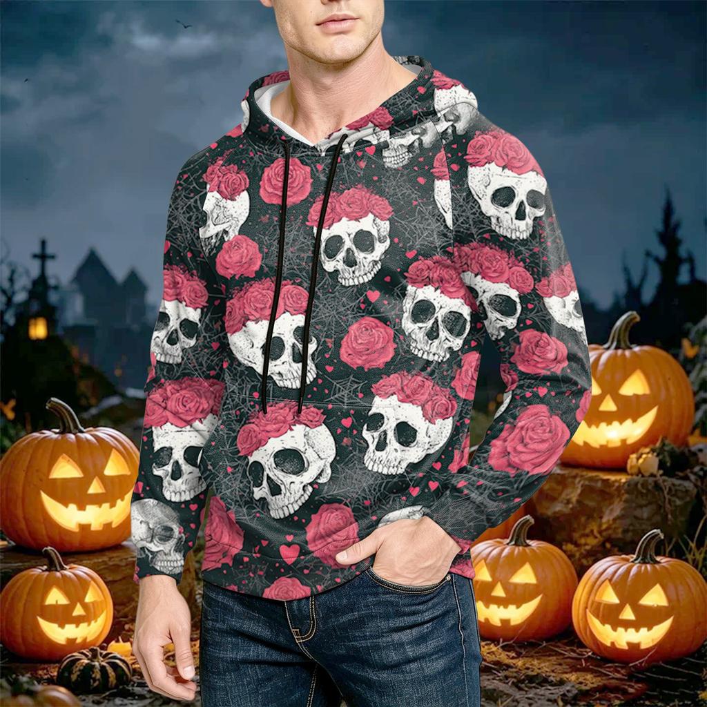 Men's Casual Loose Fit Printed Hoodie with Pocket and