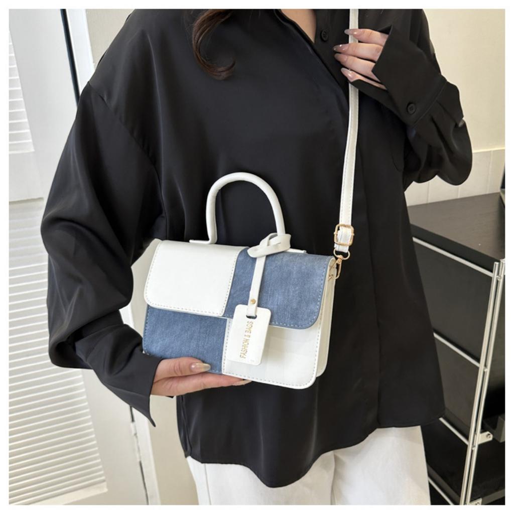 Small Square Bag with Niche Design Splicing and Contrasting Colors, Women's Daily Wear with Crossbody Bags and Fashionable Single Shoulder Bags