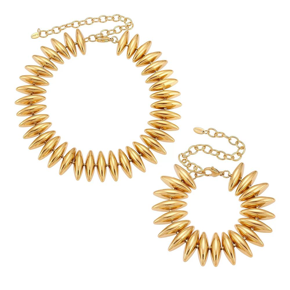 New Fashionable And Elegant Necklace For Women Hand-Assembled Bracelet Necklace Set Stainless Steel Plated Jewelry Accessories