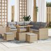 VidaXL 8-Piece Garden Sofa Set with Beige Cushions Poly Rattan Acacia 3363047