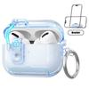 Solid Transparent Earphone Case For Airpods 4 Pro Pro2 Pro3 Portable Bracket Bluetooth Headphone Protect Cover With Hook