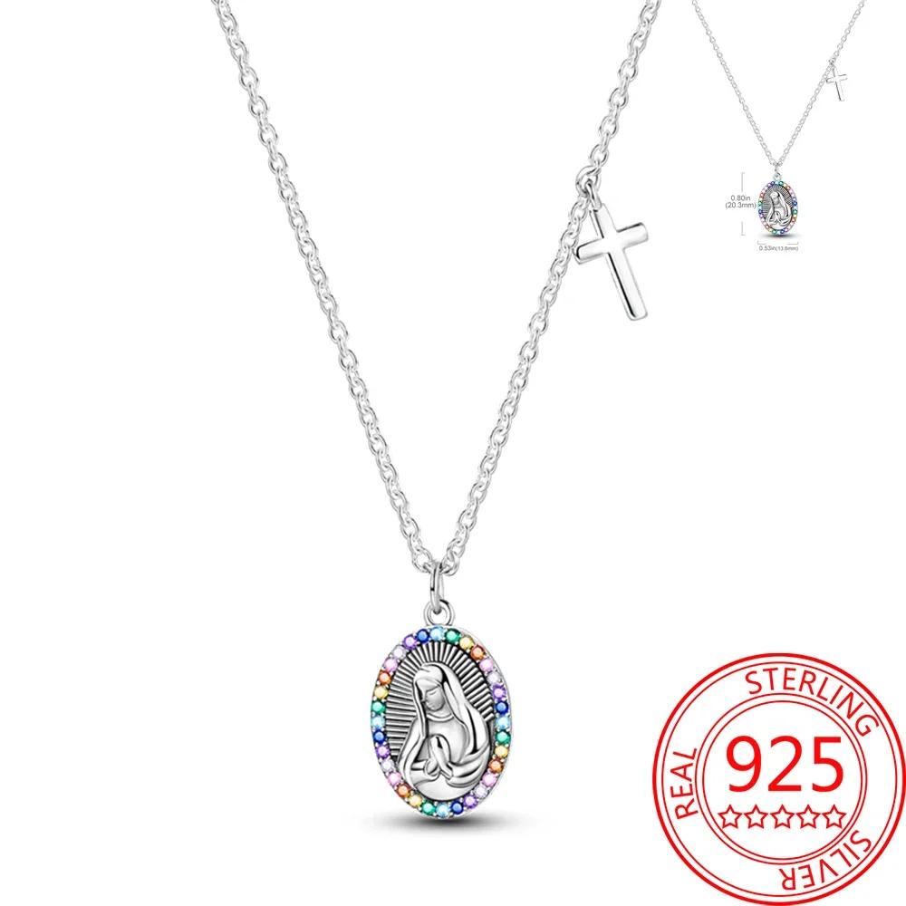 New Cross Charms The Virgin Mary Angel Pendant Beads Necklace Fit Original Copper Bracelets Fine Jewelry Diy Gift