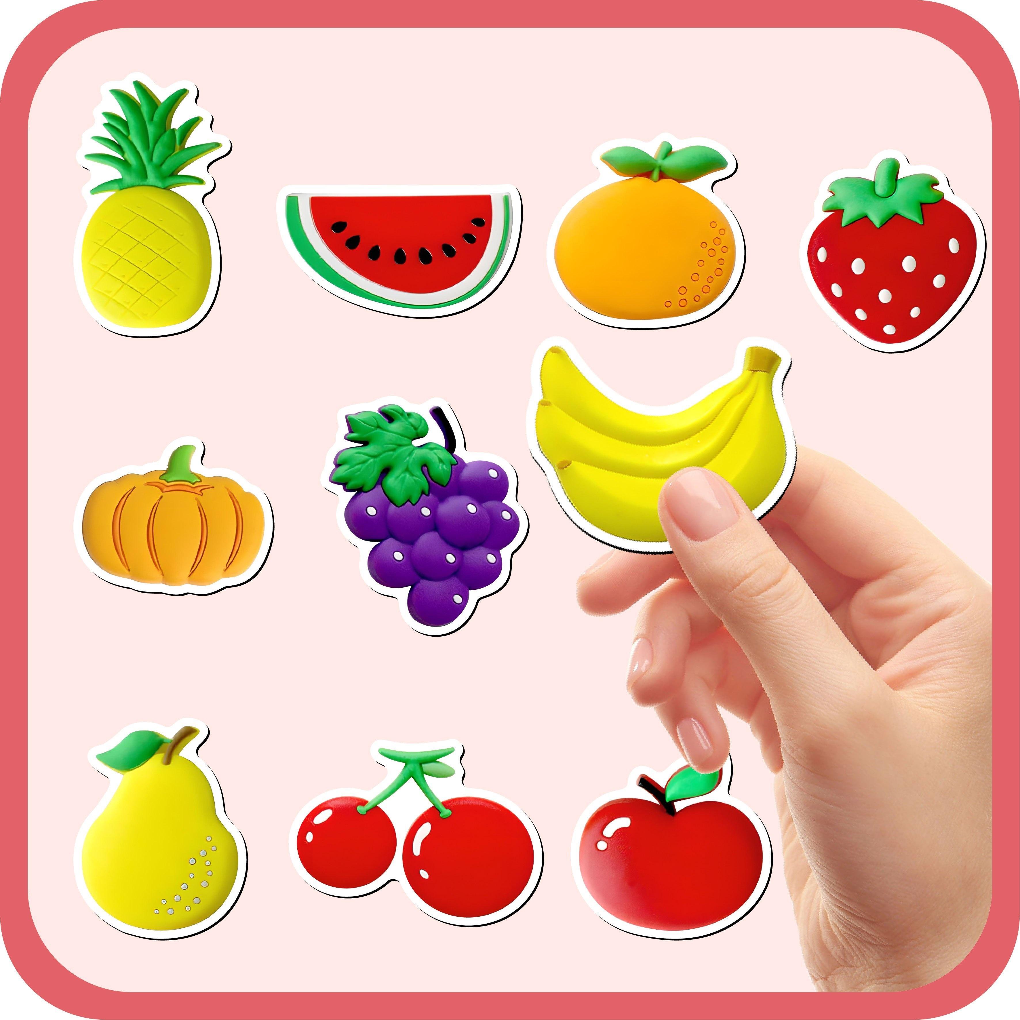 Cartoon Fruit 10-piece Set/Strap Magnetic, Cartoon Fruit Family Party Gift Pack, Family Interactive Fruit Cognition